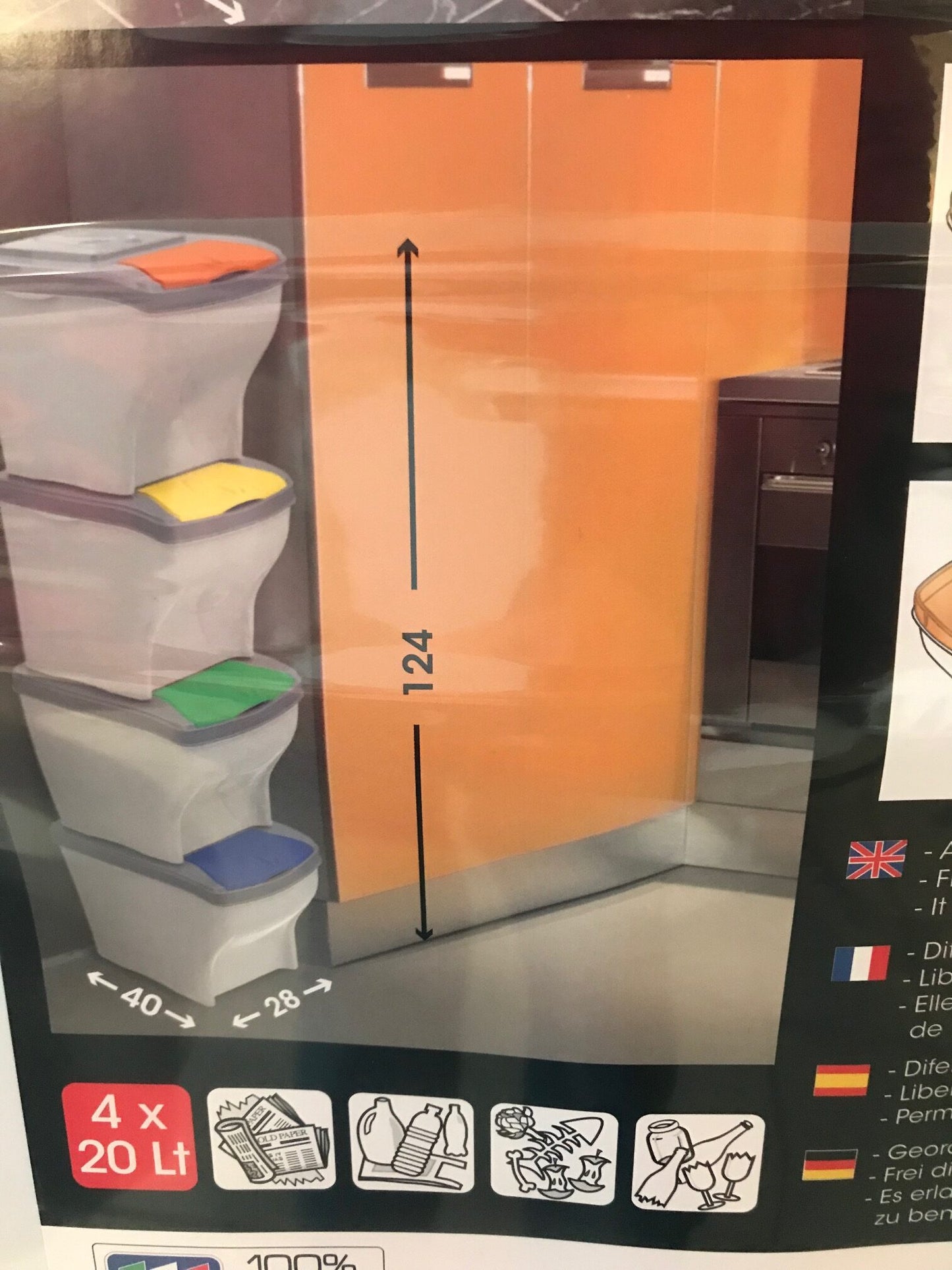 Sæt med 4 affaldsbeholdere