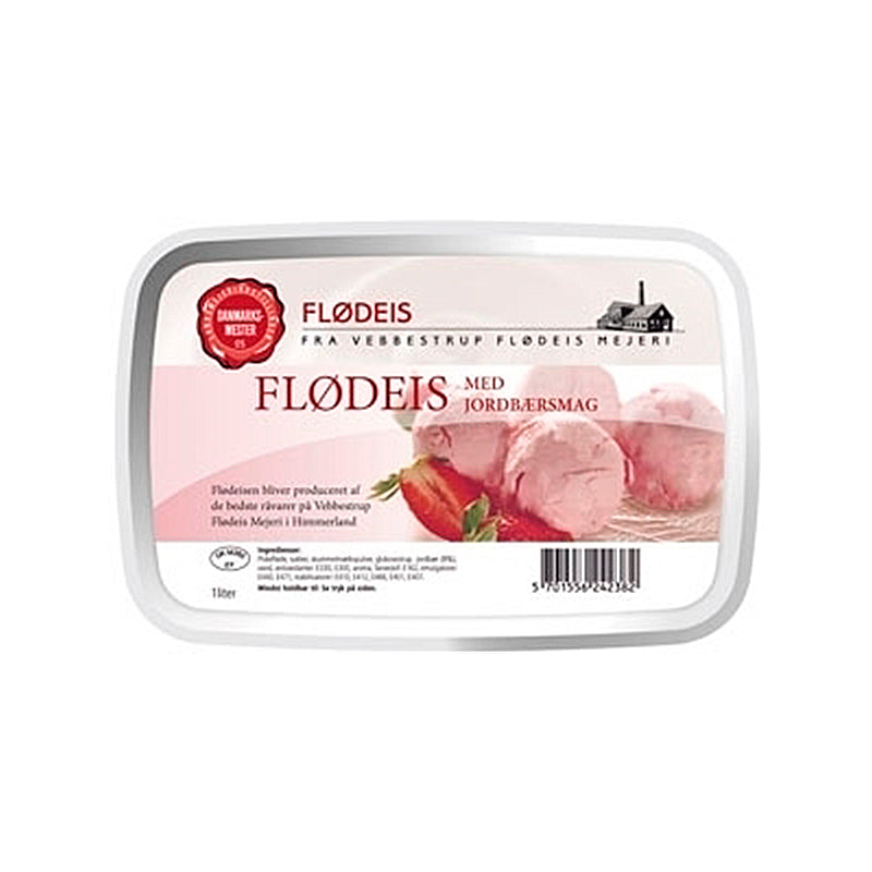 Flødeis m. jordbærsmag