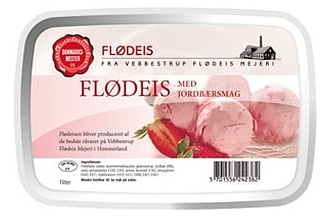 Flødeis m. jordbærsmag