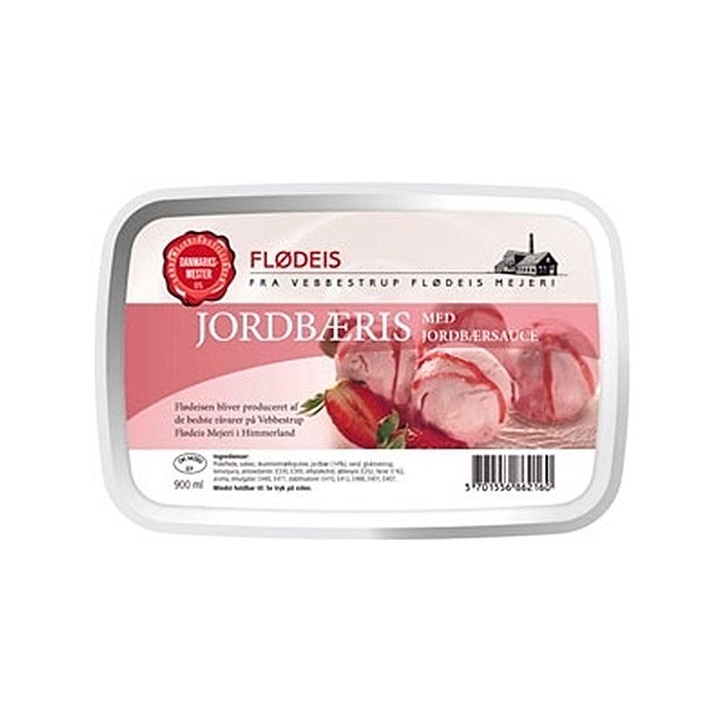 Jordbæris m. jordbærsauce