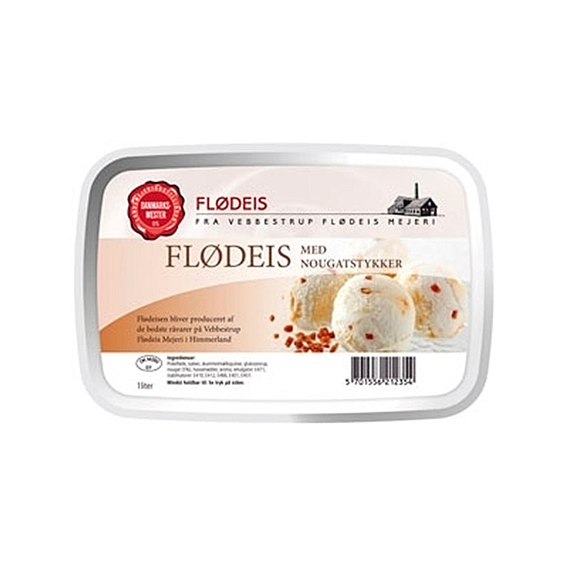 Flødeis m. nougatstykker