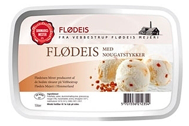 Flødeis m. nougatstykker