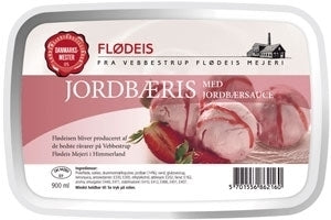 Vebbestrup Liter Is - Luksus Flødeis - Jordbær med Jordbærsauce