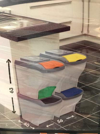 Sæt med 4 affaldsbeholdere