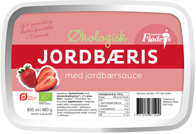 Vebbestrup Liter Is - Økologisk Flødeis - Jordbær med Jordbærsauce